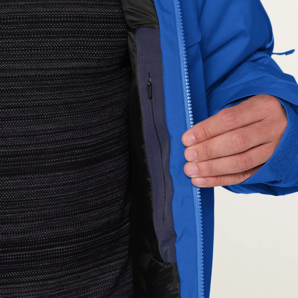 Men's Insulated Ski Jacket — 3 Colourways — Blue, open lining detail