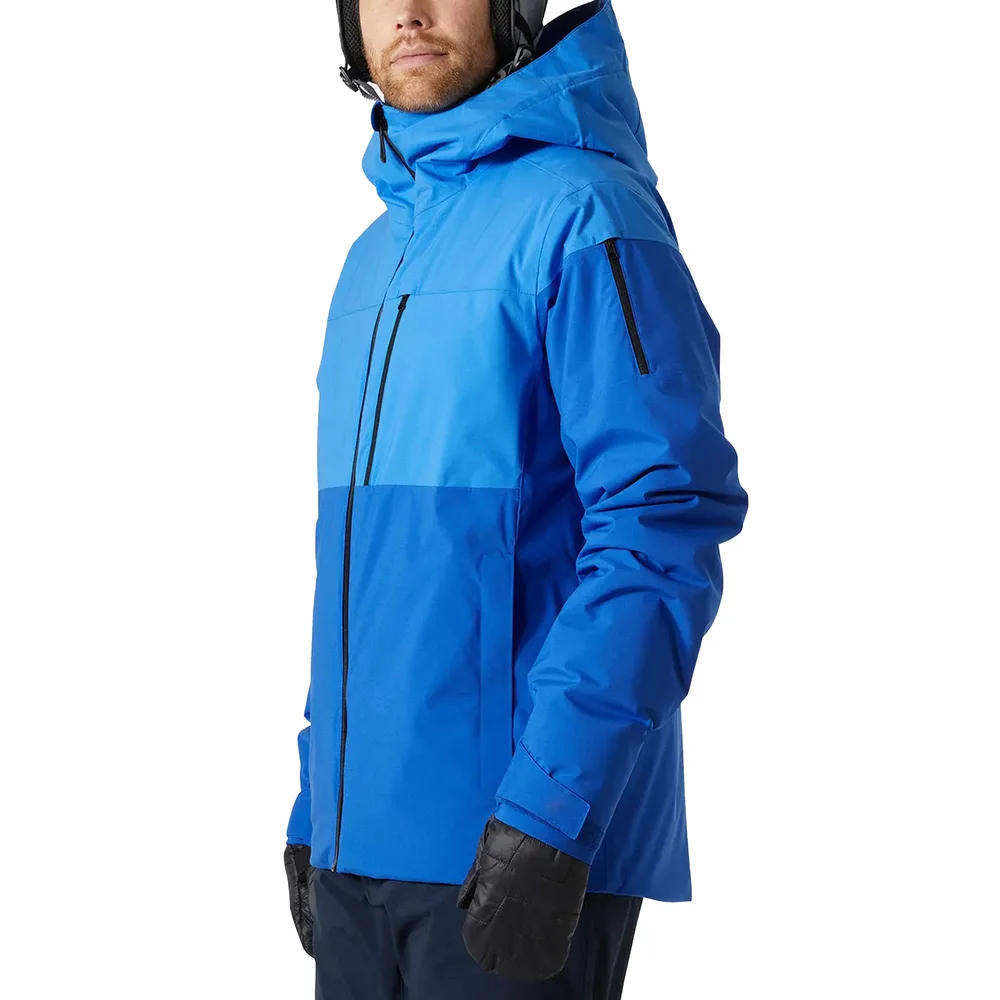 Men’s Insulated Ski Jacket — Blue — Blue, three-quarter view, worn