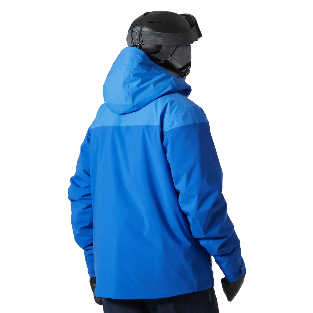 Men’s Insulated Ski Jacket — Blue — Blue, back view, worn