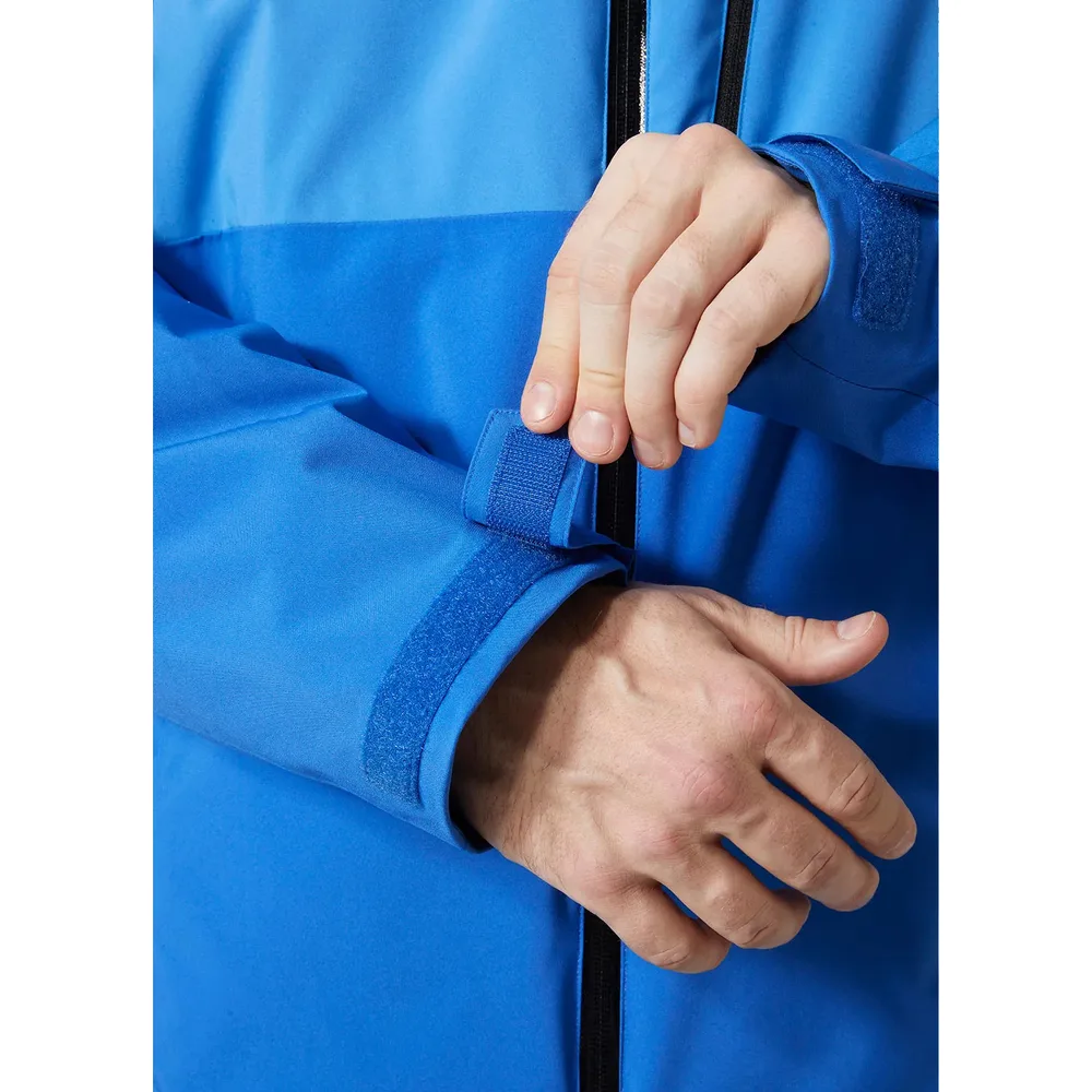 Men’s Insulated Ski Jacket — Blue — Blue, cuff tab detail