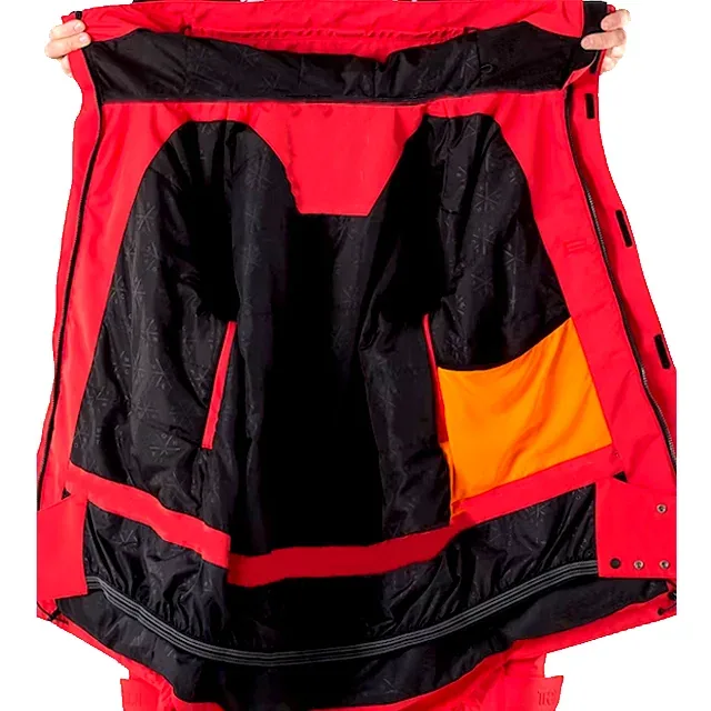 Men's Insulated Ski Jacket — Red — Red, open lining view