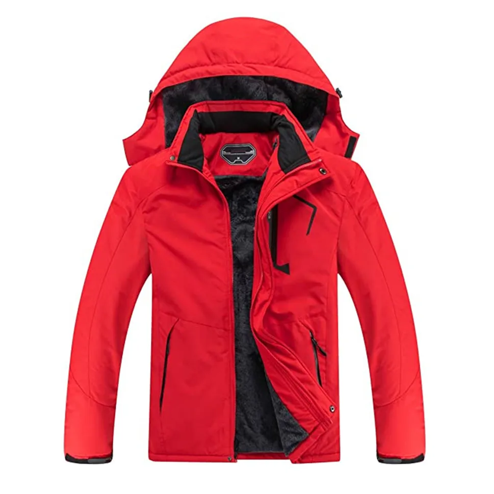 Men’s Insulated Ski Jacket — Red & Green — Red, front view