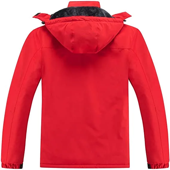 Men’s Insulated Ski Jacket — Red & Green — Red, back view