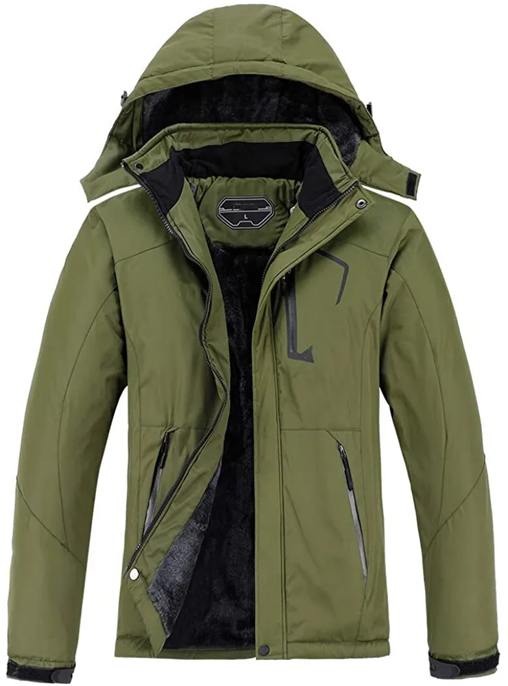 Men’s Insulated Ski Jacket — Red & Green — Green, front view