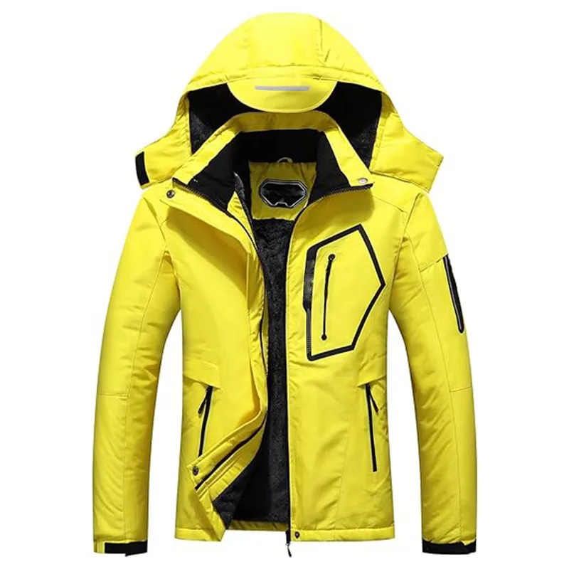 Men's Insulated Ski Jacket — Yellow — Yellow — front view, open