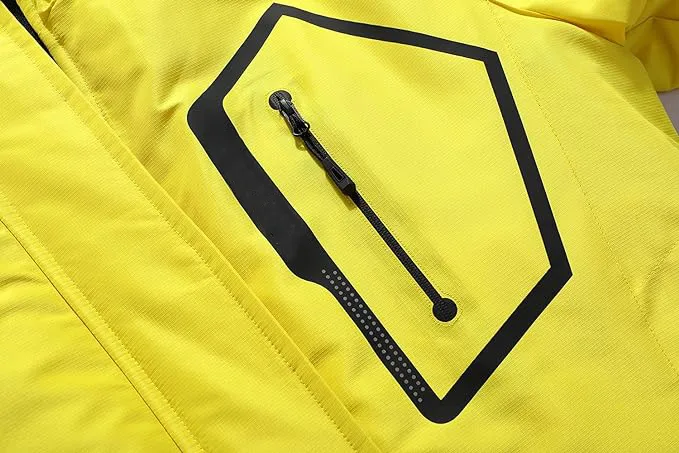 Men's Insulated Ski Jacket — Yellow — Yellow — chest pocket detail