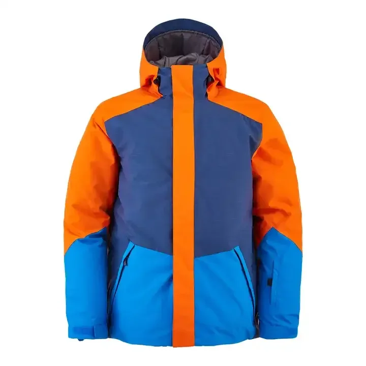 Men's Insulated Snowboard Jacket — 3 Colourways — Blue & Orange, front view