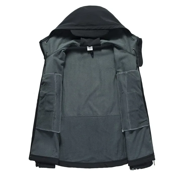 Men's Insulated Softshell Jacket — 3 Colourways — Black, open view, showing the lining