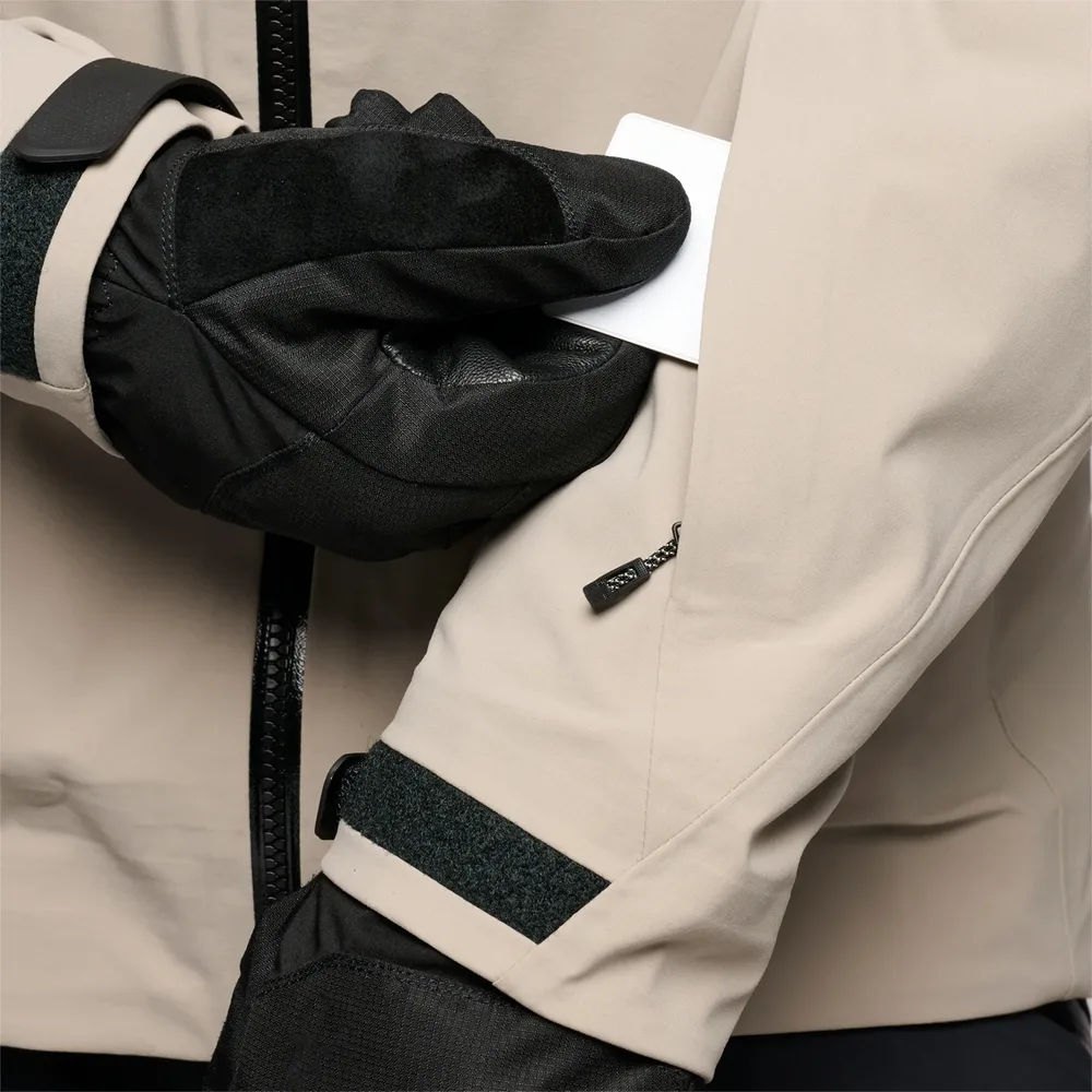 Men's Lightweight 3-Layer Hardshell Jacket — 3 Colourways — White, sleeve pass pocket and cuff detail