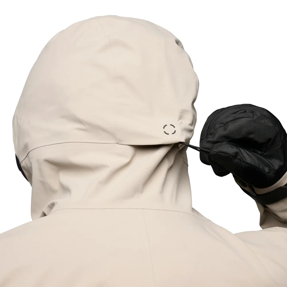 Men's Lightweight 3-Layer Hardshell Jacket — 3 Colourways — White, hood drawcord, back view
