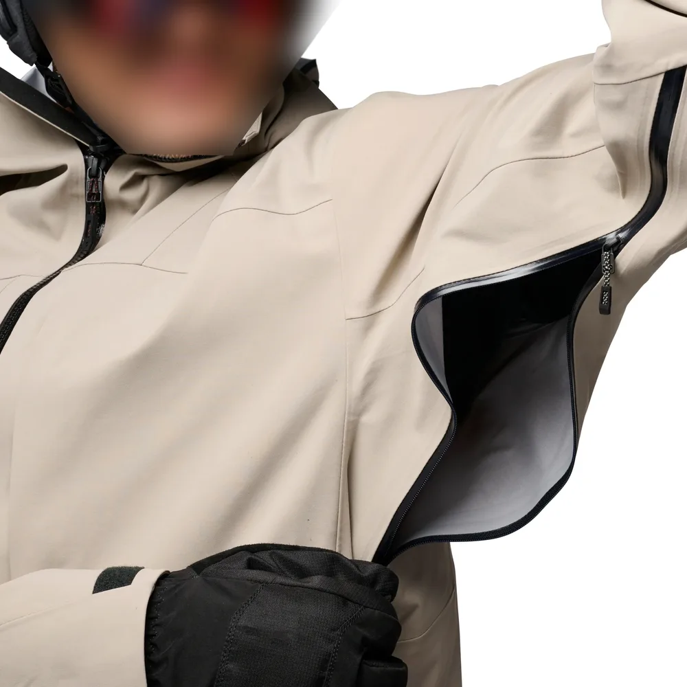 Men's Lightweight 3-Layer Hardshell Jacket — 3 Colourways — White, underarm vent detail