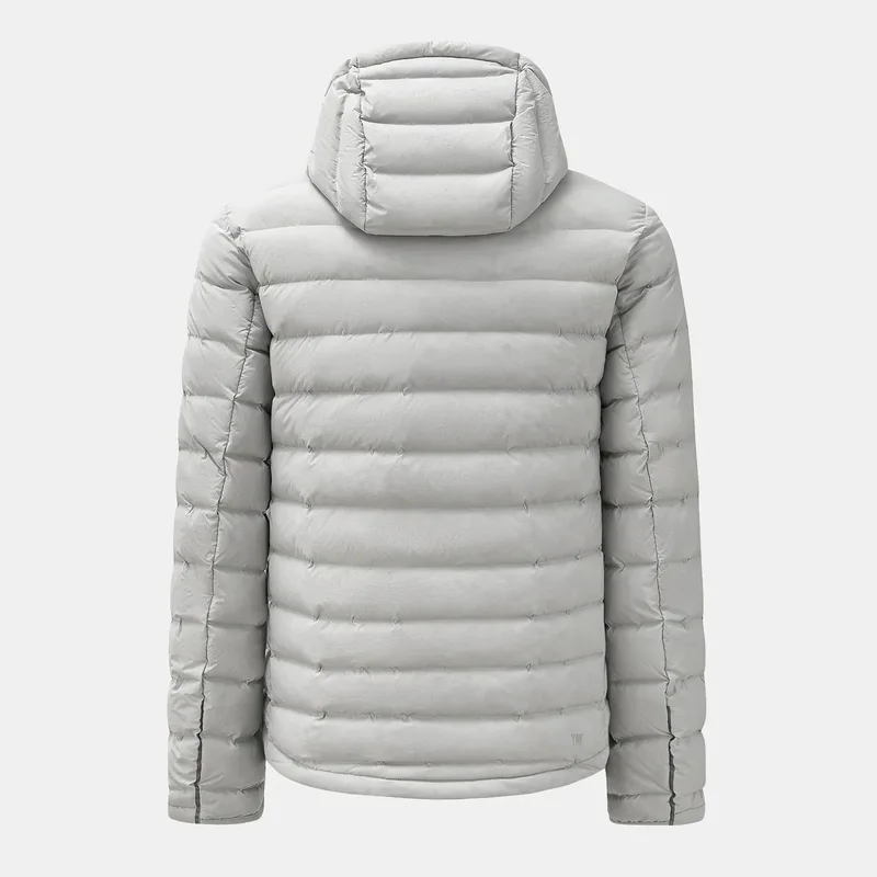 Men's Lightweight Hooded Down Jacket — 1 Colourway — Light Grey, ghost back view