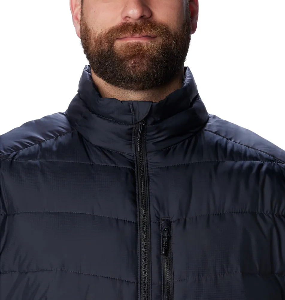 Men’s Lightweight Puffer Jacket — Black — Black, collar and zip detail