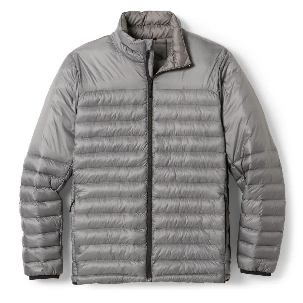 Men’s Lightweight Puffer Jacket — Silver & Black — Silver, front view