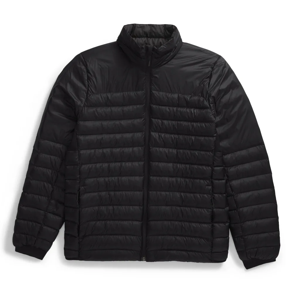 Men’s Lightweight Puffer Jacket — Silver & Black — Black, front view