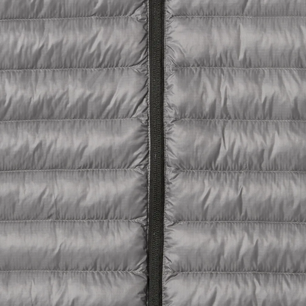Men’s Lightweight Puffer Jacket — Silver & Black — Silver, quilting close-up