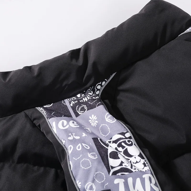 Men's Lightweight Quilted Jacket — 2 Colourways — Black, paisley panel close-up