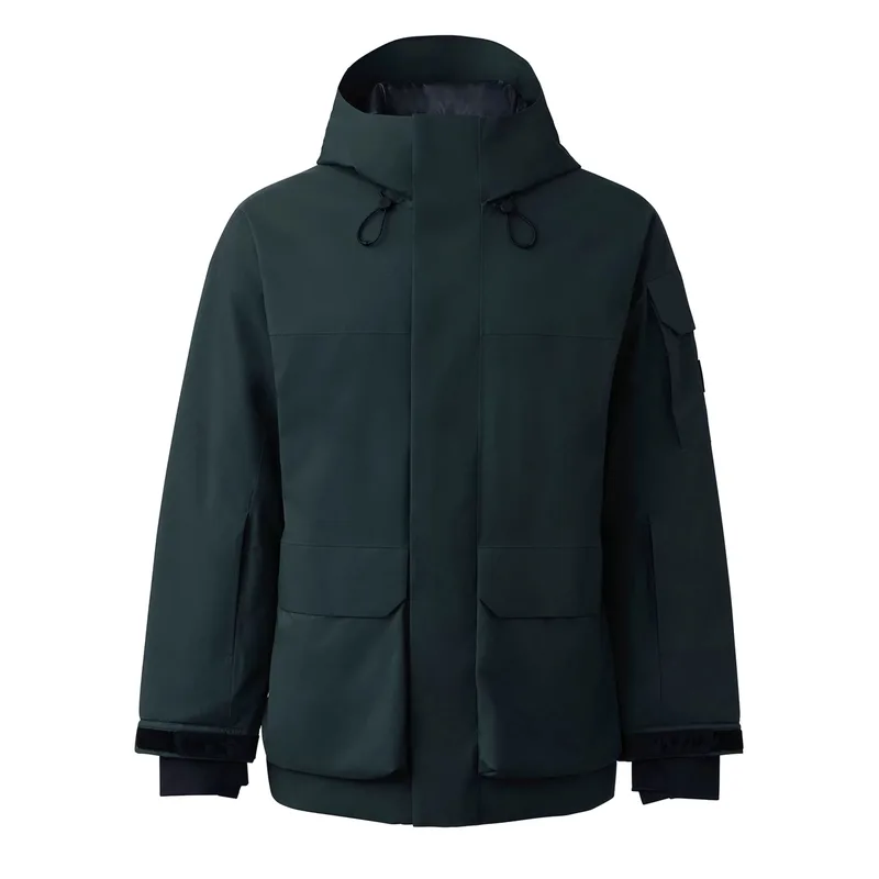 Men's Long Down Puffer Jacket — 4 Colourways — Black, front view