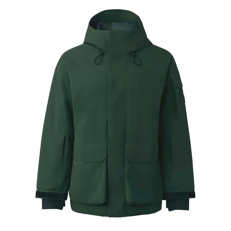 Men's Long Down Puffer Jacket — 4 Colourways — Green, front view