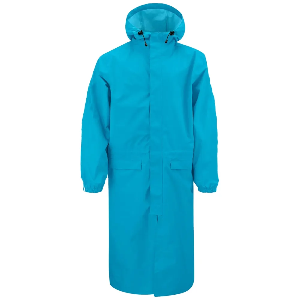 Men’s Long Hardshell Coat — Teal — Teal, front view