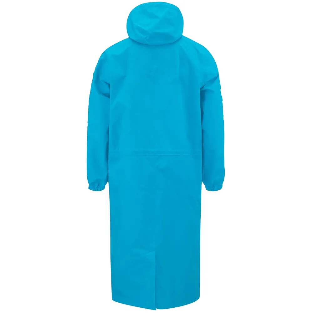 Men’s Long Hardshell Coat — Teal — Teal, back view