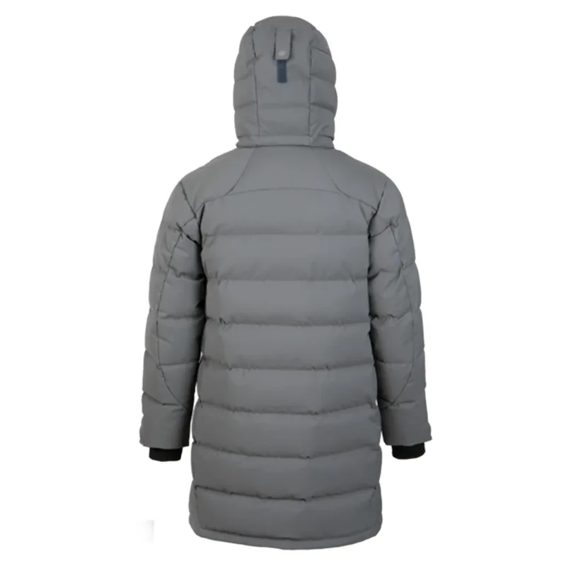 Men's Long Hooded Puffer Coat — 1 Colourway — Grey, ghost back view