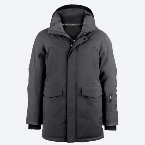 Men's Long Puffer Parka — 2 Colourways — Charcoal, ghost front view