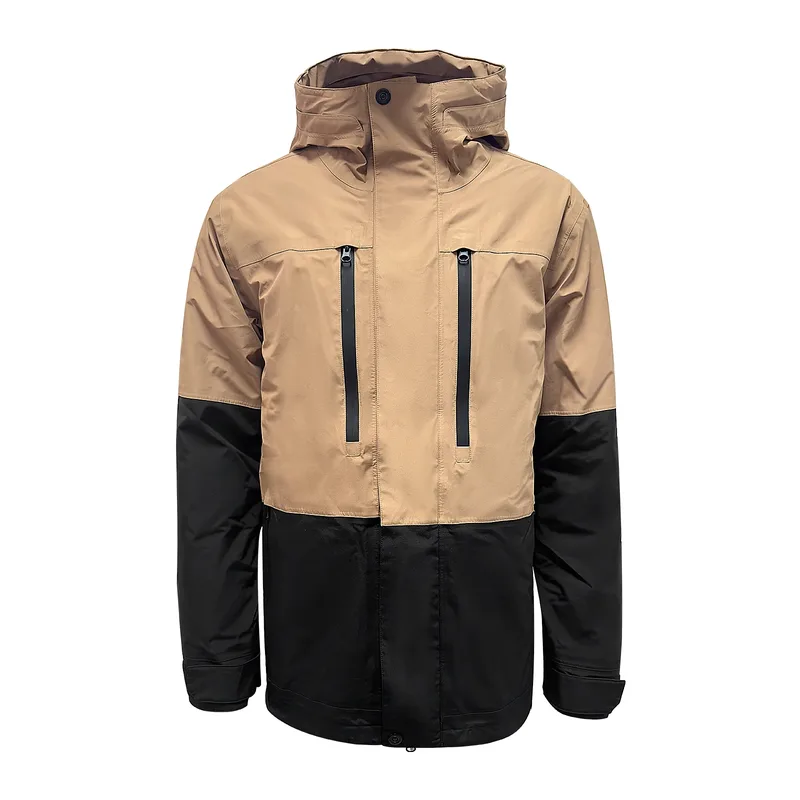 Men's Long Ski Jacket — Golden & Black — Golden & Black, front view