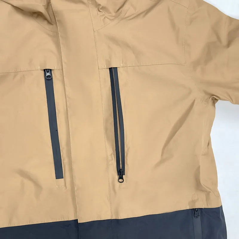 Men's Long Ski Jacket — Golden & Black — Golden & Black, chest zip detail