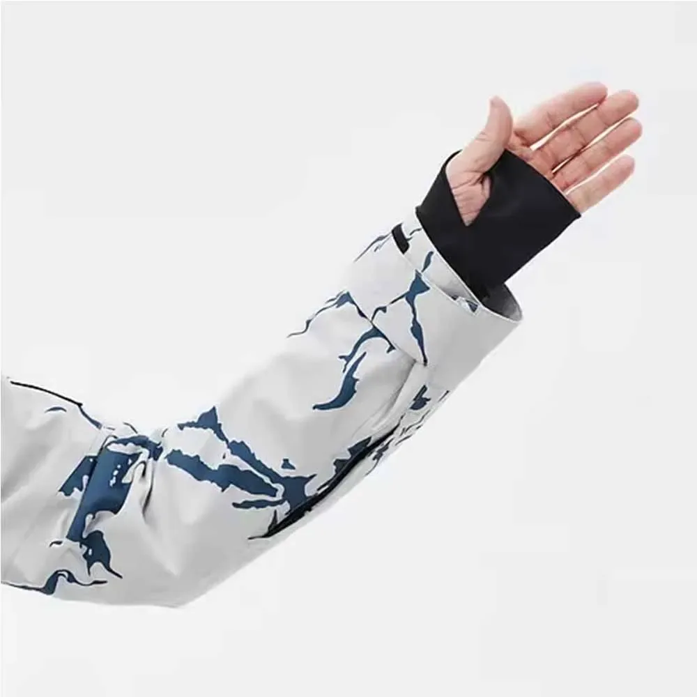 Men's Marble-Print Ski Jacket — Marble Print, wrist gaiter with thumbhole