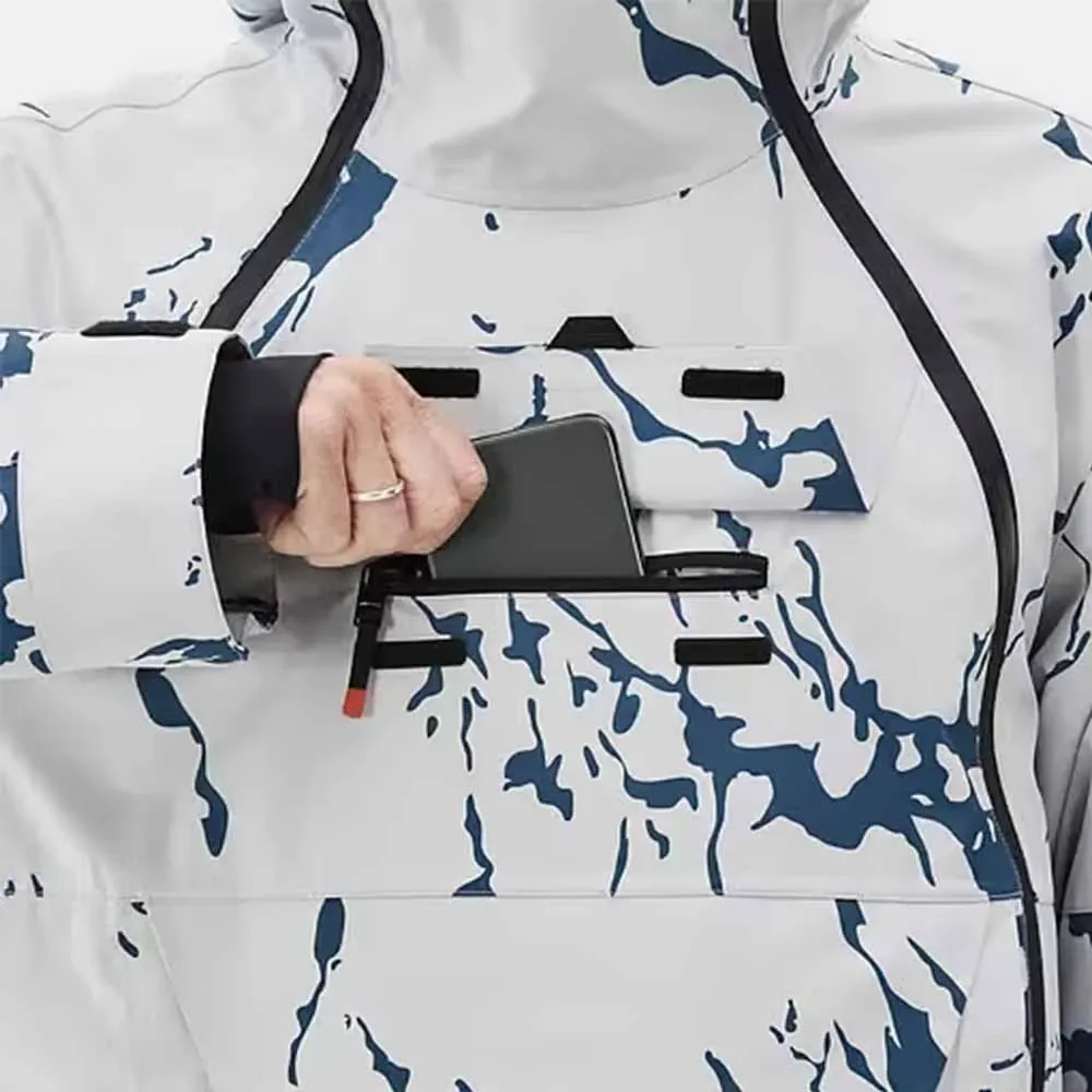 Men's Marble-Print Ski Jacket — Marble Print, chest pocket detail