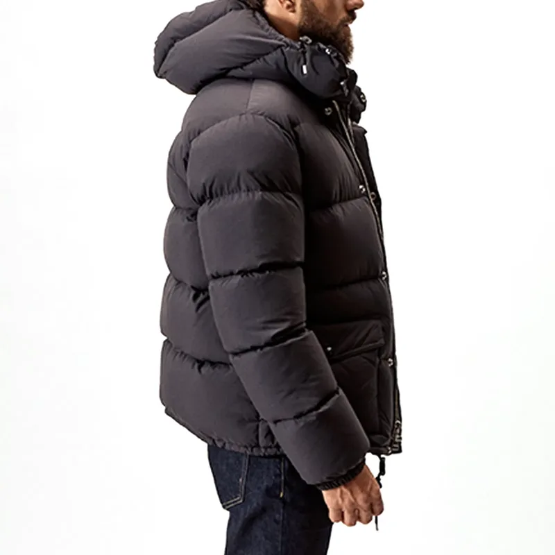 Men's Matte Bubble Down Jacket — 1 Colourway — Black, worn side view