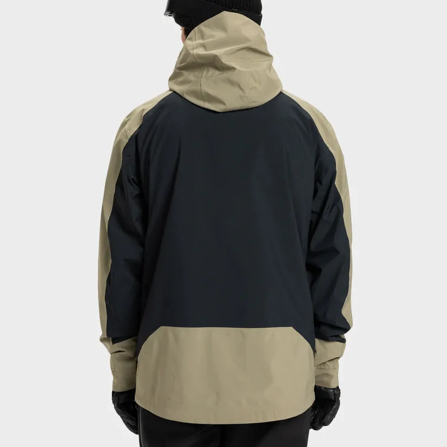 Men’s Multi-Pocket Ski Jacket — Khaki & Black — Khaki & Black, back view