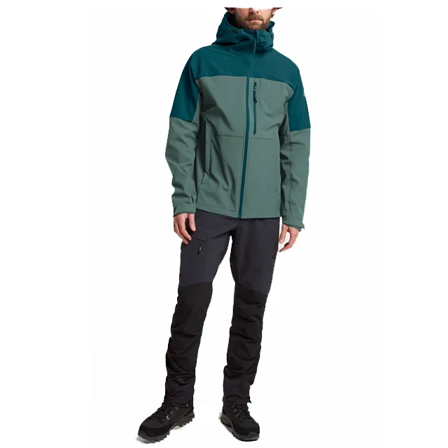 Men’s Multi-Pocket Softshell Jacket — Green — Green, model back view