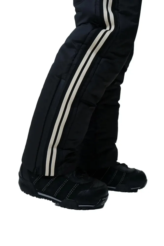 Men's One-Piece Ski Suit — Black — Black, leg stripe detail