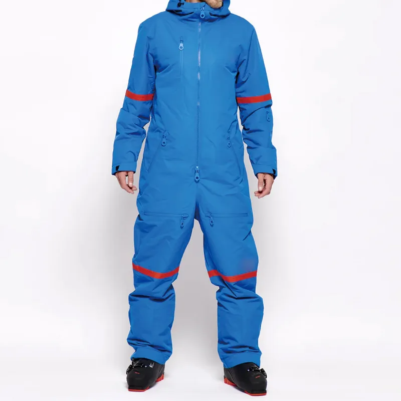 Men's One-Piece Ski Suit — Blue & Red — 1 Colourway