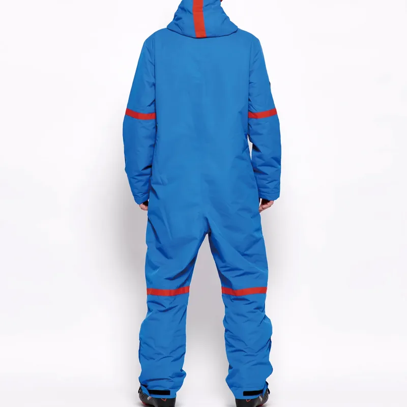 Men's One-Piece Ski Suit — Blue & Red — 1 Colourway — Blue & Red, worn back view