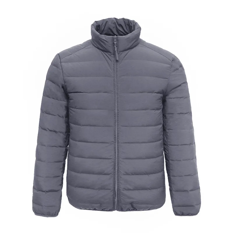 Men’s Packable Puffer Jacket — 4 Colourways — Grey, front view