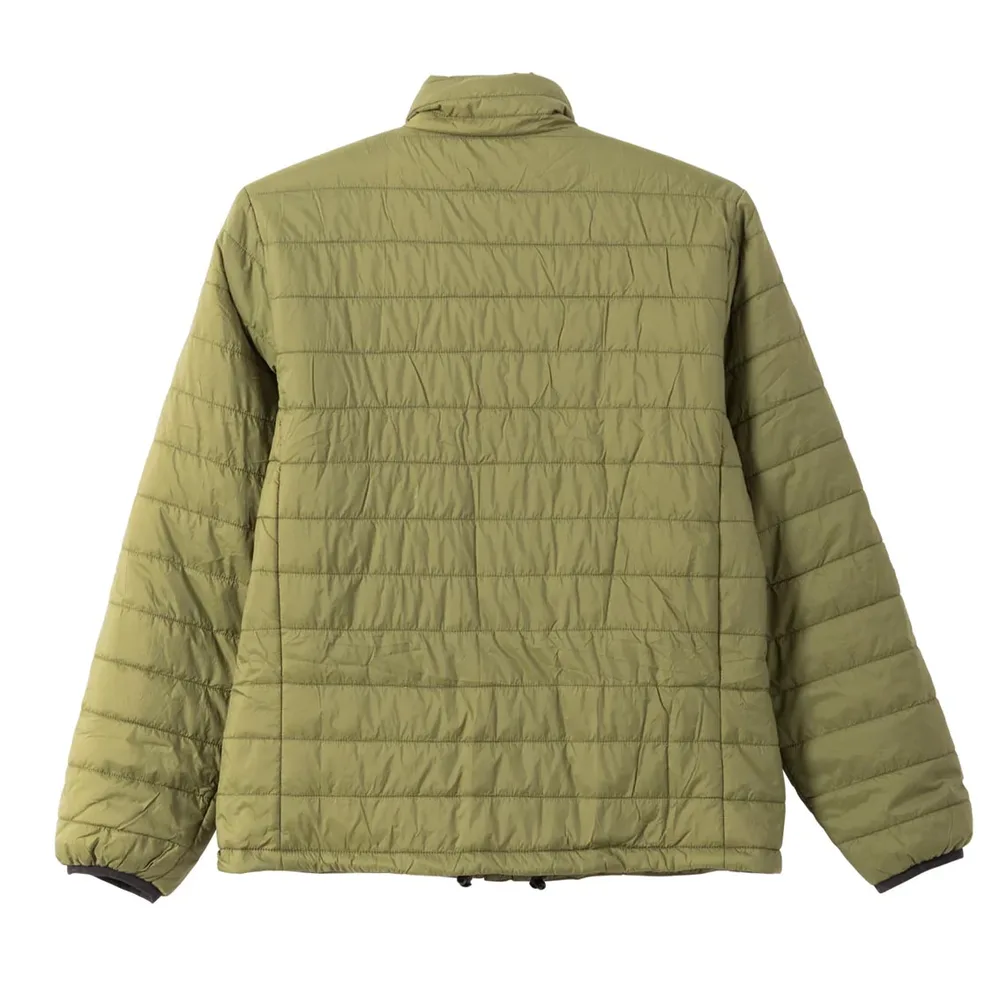 Men’s Packable Quilted Jacket — Army Green & Black — Army Green, back view