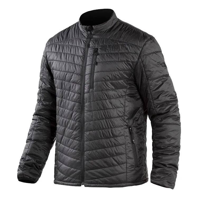Men’s Packable Quilted Jacket — Black — Black, three-quarter front view