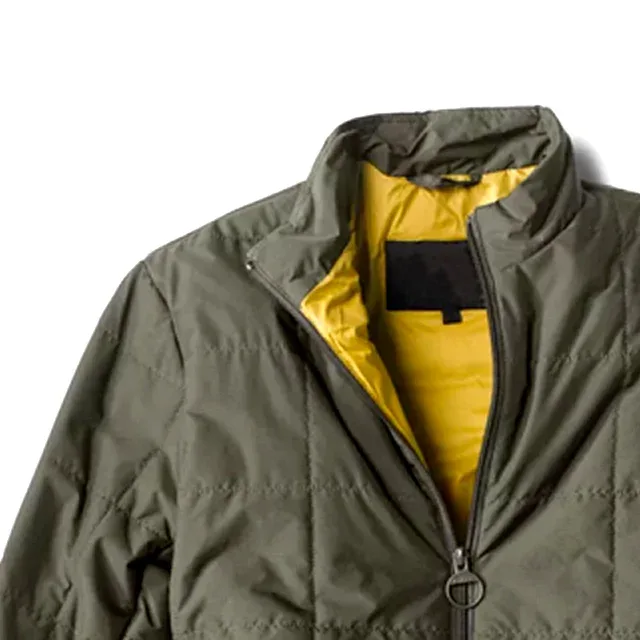 Men’s Lightweight Padded Jacket — Olive — Olive, collar detail