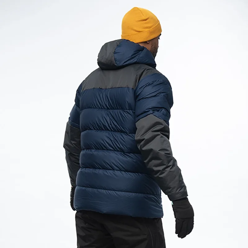 Men's Padded Puffer Jacket — 1 Colourway — Navy & Charcoal, worn back view