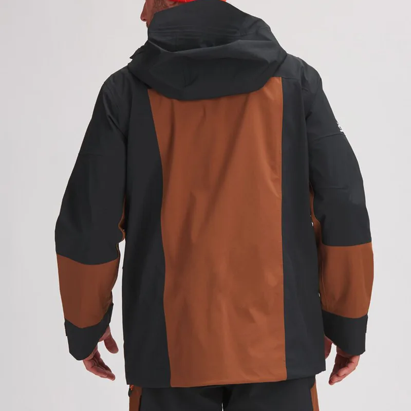 Men's Panelled Snowboard Jacket — 2 Colourways — Rust & Black, worn back view