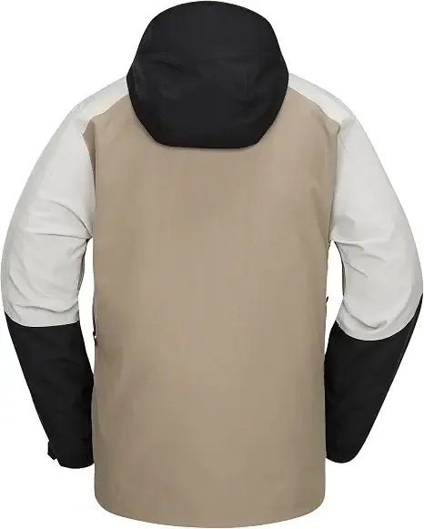 Men's Panelled Softshell Ski Jacket — 1 Colourway — Beige, Black & Light Grey, back view