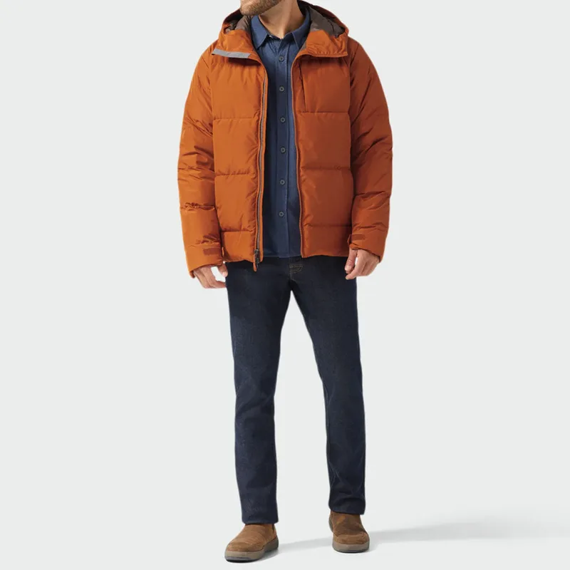 Men's Plus-Size Down Puffer Jacket — Rust — Rust, worn full view