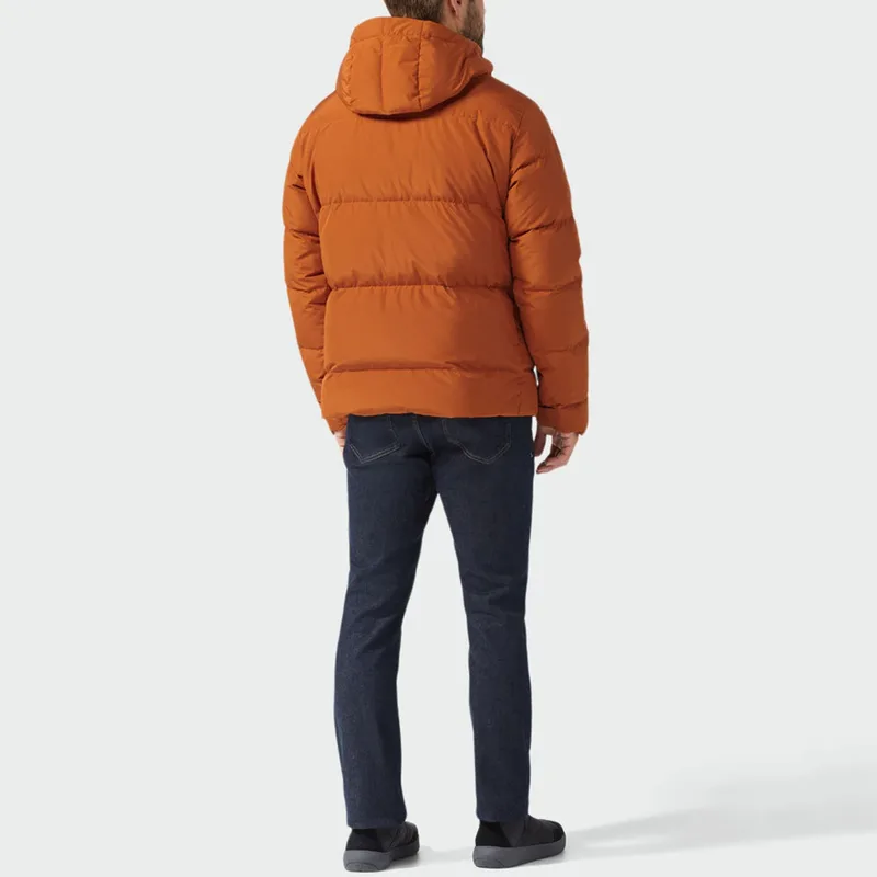 Men's Plus-Size Down Puffer Jacket — Rust — Rust, worn back view