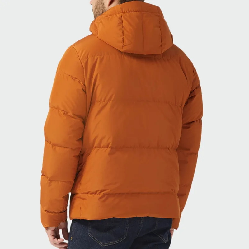 Men's Plus-Size Down Puffer Jacket — Rust — Rust, back detail