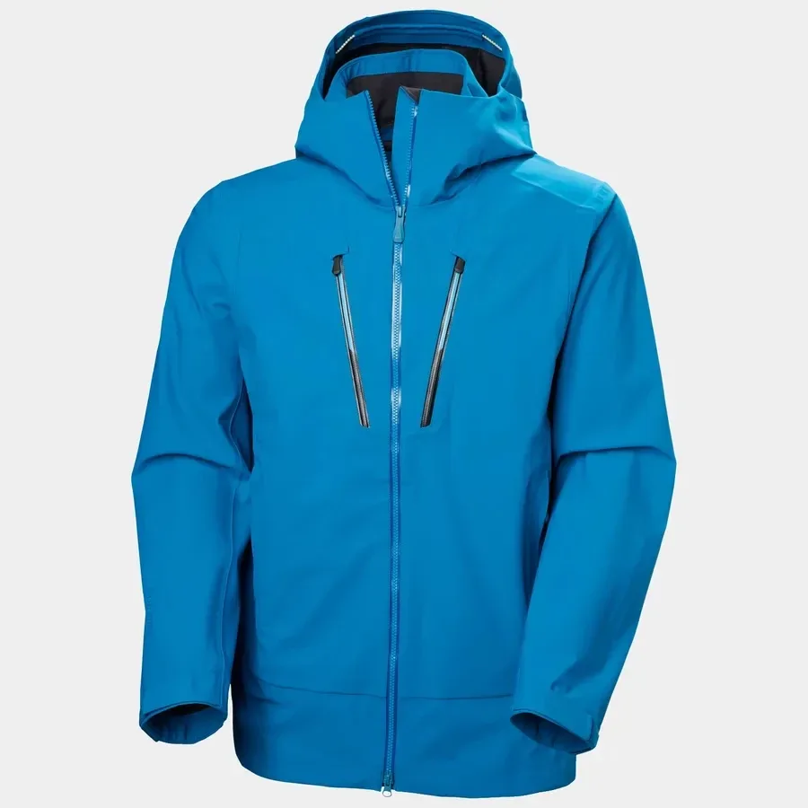 Men's Plus-Size Hooded Ski Jacket — Blue — Blue, front view