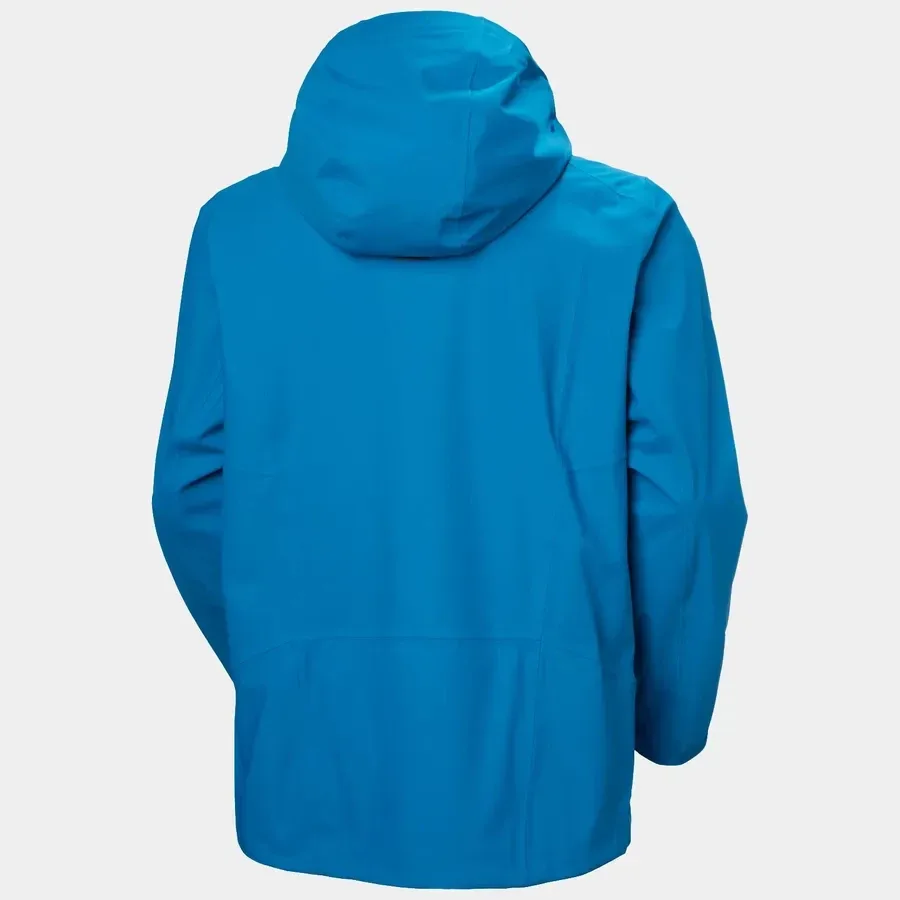 Men's Plus-Size Hooded Ski Jacket — Blue — Blue, back view