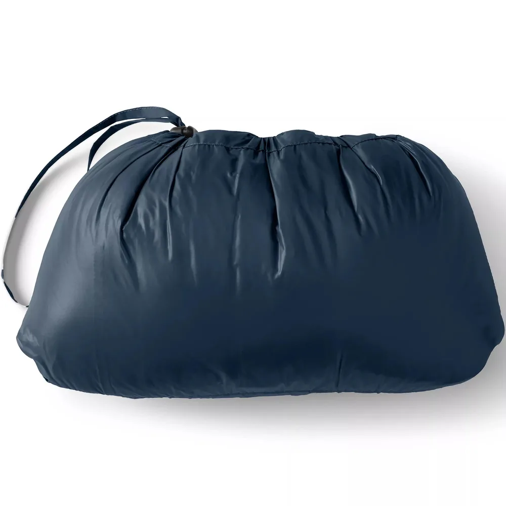 Men’s Puffer Jacket — Army Green, Black & Navy — Navy, packed in its stuff sack